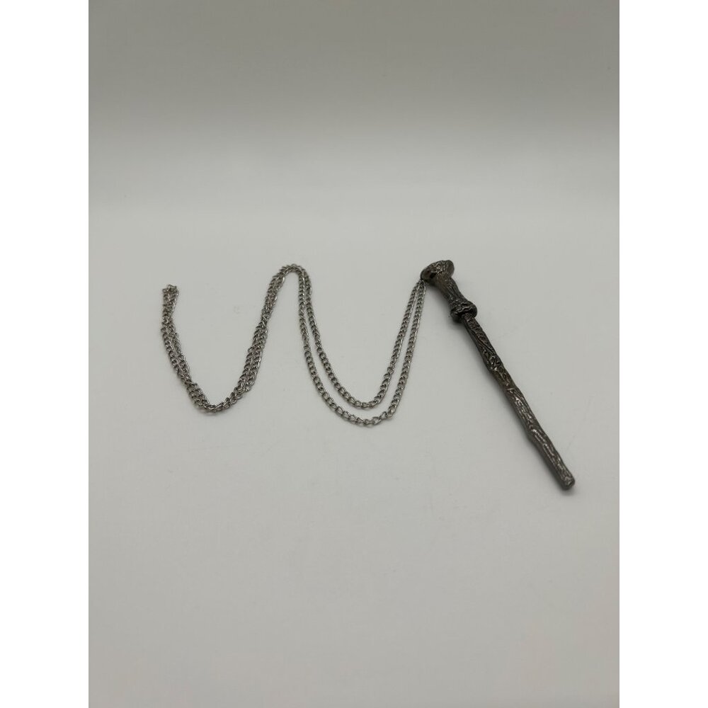 Wizard Magic Wand Necklace Pendant Silvertone Goth Fantasy Film Prop Costume - Picture 7 of 12